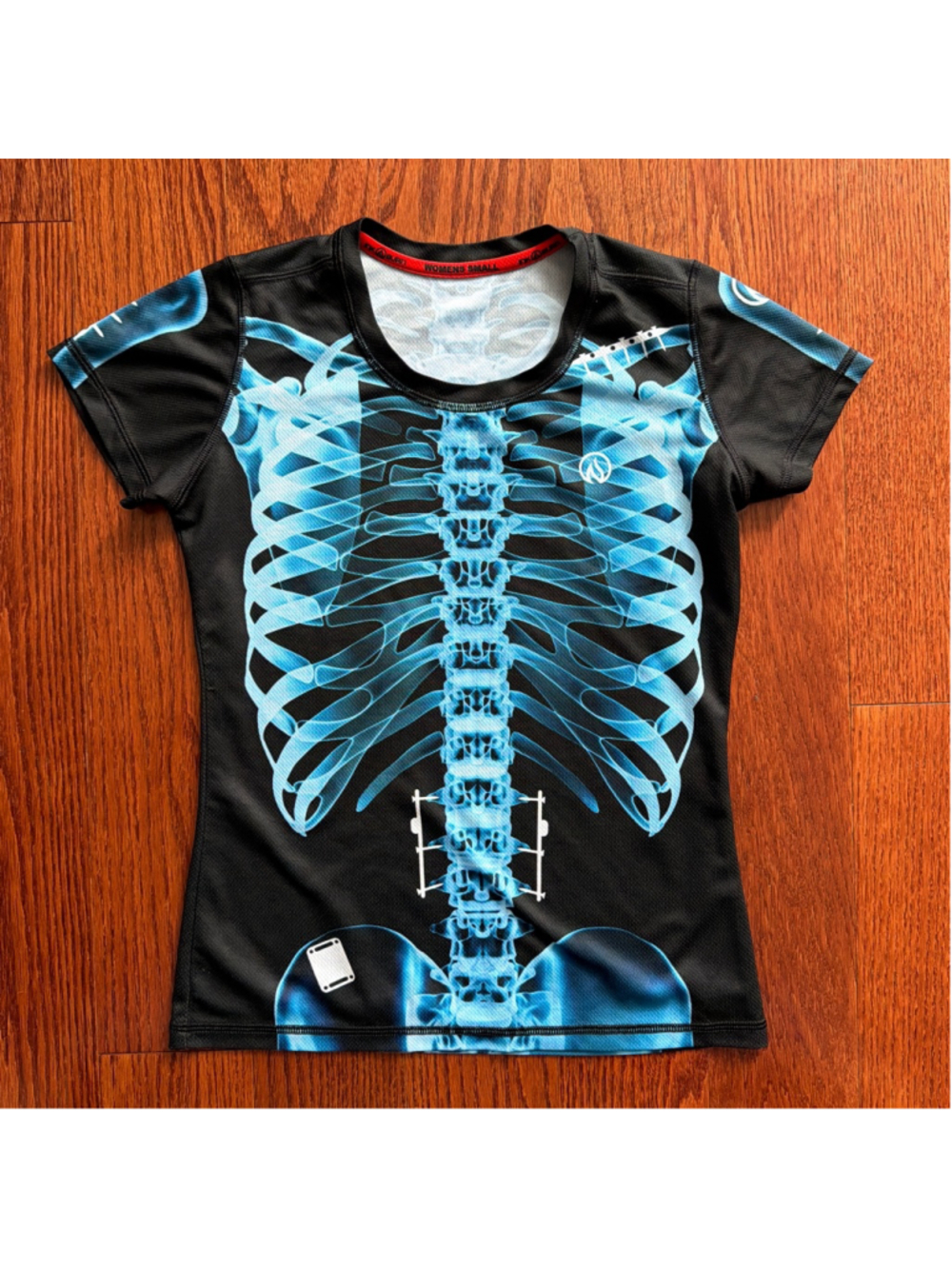 INKnBURN Blue X-Ray Skeleton Short Sleeve Tech Shirt Sz Small!